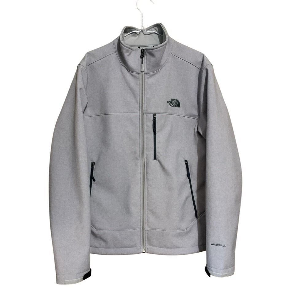 The North Face Windwall Jacket Soft Shell Fleece Lined Men's M Gray Windbreaker